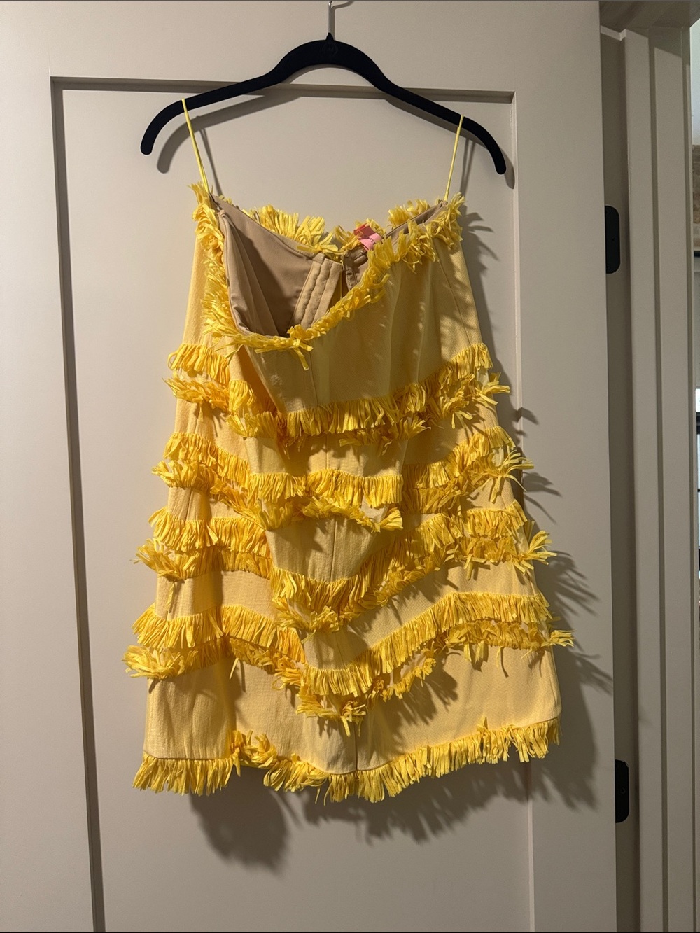 Alexis Yellow Fringe Tiered Mini Dress